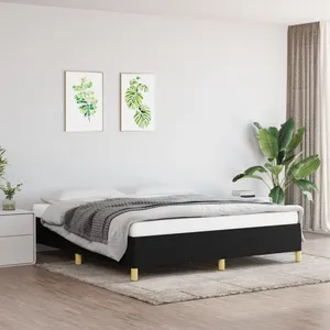 vidaXL Cadre de lit Noir 160x200 cm Tissu pas cher