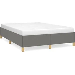 vidaXL Cadre de lit Gris foncé 140x190 cm Tissu pas cher