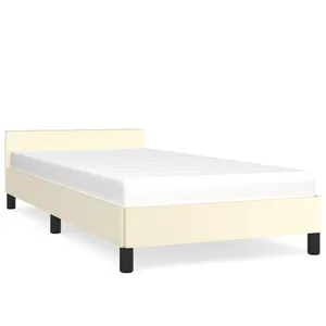 vidaXL Cadre de lit avec tête de lit Crème 90x190 cm Similicuir pas cher