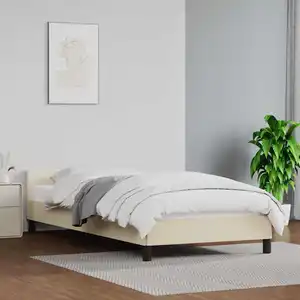 vidaXL Cadre de lit avec tête de lit Crème 90x200 cm Similicuir pas cher