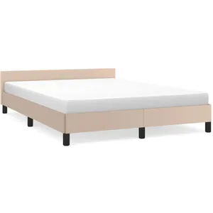 vidaXL Cadre de lit avec tête de lit Cappuccino 140x200 cm Similicuir pas cher