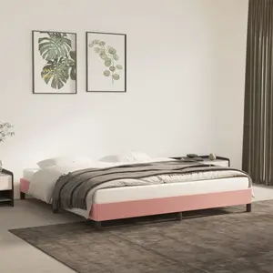 Comparateur de prix : vidaXL Cadre de lit Rose 160x200 cm Velours
