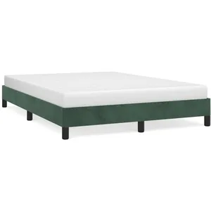 vidaXL Cadre de lit Vert foncé 140x190 cm Velours pas cher