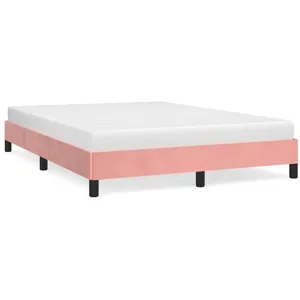 vidaXL Cadre de lit Rose 140x190 cm Velours pas cher