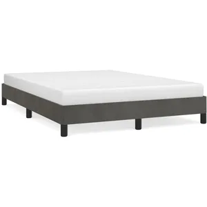 vidaXL Cadre de lit Gris foncé 140 x 200 cm Velours pas cher