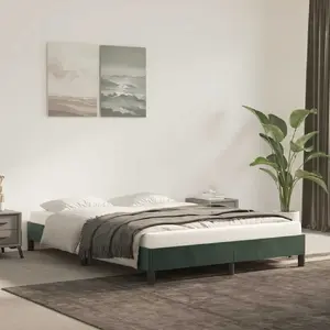 vidaXL Cadre de lit Vert foncé 140x200 cm Velours pas cher