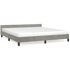 vidaXL Cadre de lit avec tête de lit Gris clair 180x200 cm Velours pas cher