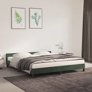 vidaXL Vidaxl Cadre De Lit Sans Matelas Vert Foncé 180x200 Cm Velours pas cher