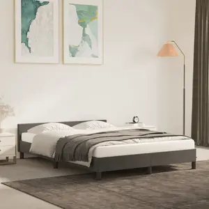 vidaXL Cadre de lit avec tête de lit Gris foncé 140x200 cm Velours pas cher