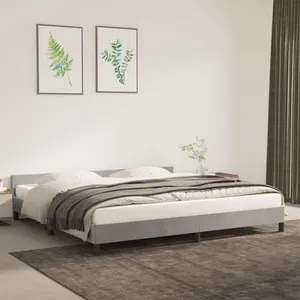 vidaXL Cadre de lit avec tête de lit Gris clair 200x200 cm Velours pas cher