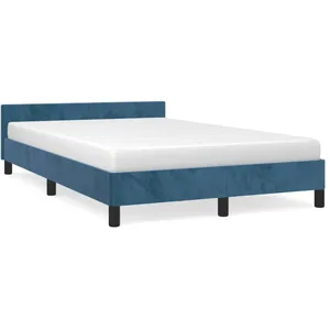 vidaXL Cadre de lit avec tête de lit Bleu foncé 120x200 cm Velours pas cher