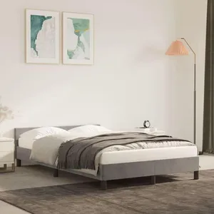 vidaXL Cadre de lit avec tête de lit Gris clair 120x200 cm pas cher