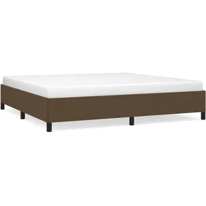 vidaXL Cadre de lit Marron foncé 200x200 cm Tissu pas cher