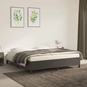 vidaXL Vidaxl Cadre De Lit Sans Matelas Gris Foncé 180x200 Cm Velours pas cher