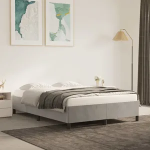 vidaXL Cadre de lit Gris clair 140x200 cm Velours pas cher