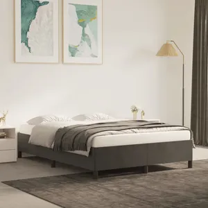 vidaXL Cadre de lit Gris foncé 140 x 200 cm Velours pas cher