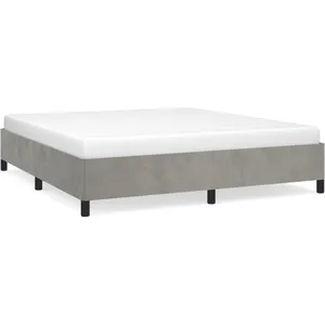 vidaXL Cadre de lit Gris clair 160x200 cm Velours pas cher