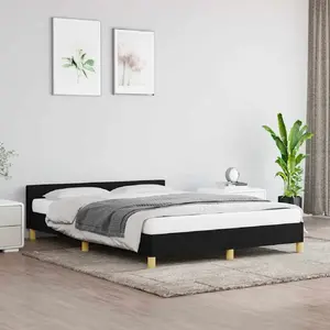 vidaXL Cadre de lit avec tête de lit Noir 140x200 cm Tissu