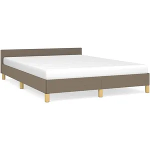 vidaXL Cadre de lit avec tête de lit Taupe 140x190 cm Tissu pas cher