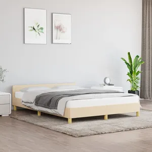 vidaXL Cadre de lit avec tête de lit Crème 140x190 cm Tissu pas cher