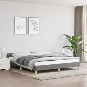 vidaXL Cadre de lit avec tête de lit Gris foncé 160 x 200 cm Tissu