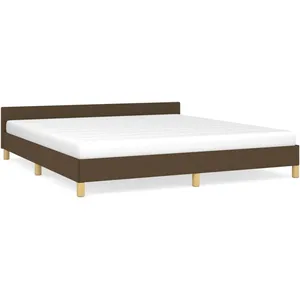 vidaXL Cadre de lit avec tête de lit Marron foncé 160x200 cm Tissu pas cher