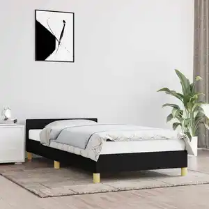 Comparateur de prix : vidaXL Cadre de lit avec tête de lit Noir 80x200 cm Tissu