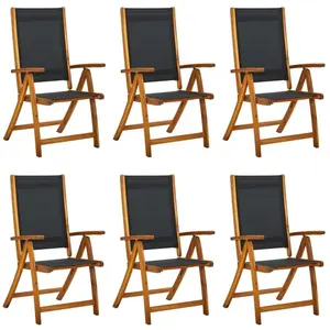 vidaXL Chaises de jardin pliantes 6 pcs Bois d'acacia massif Textilène pas cher