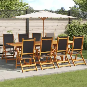 vidaXL Chaises de jardin pliantes 8 pcs Bois d'acacia massif Textilène pas cher