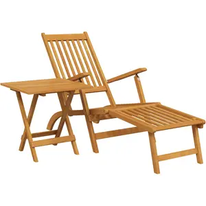 Comparateur de prix : vidaXL Chaise longue d'extérieur repose-pieds et table Acacia solide