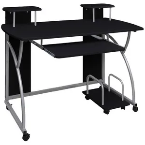 vidaXL Bureau d'ordinateur Noir 110x52x88,5 cm Bois d’ingénierie pas cher