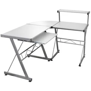 Comparateur de prix : vidaXL Bureau d'ordinateur d'angle Blanc 132x112x99 cm Bois ingénierie