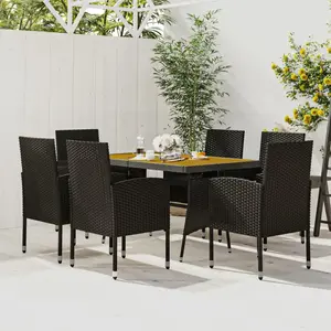 vidaXL Ensemble de jardin 7 pièces Poly rotin noir pas cher