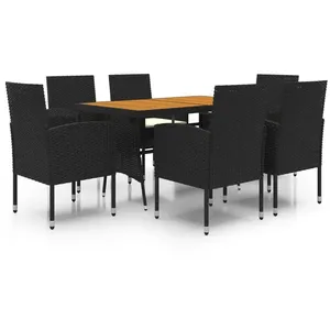 vidaXL Mobilier à dîner d'extérieur 7 pcs Résine tressée Noir pas cher