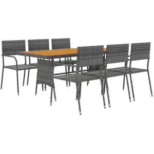 vidaXL Mobilier à dîner d'extérieur 7 pcs Résine tressée Gris pas cher