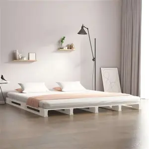 vidaXL Lit de palette blanc 140x190 cm bois de pin massif pas cher