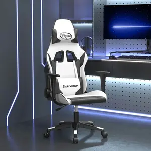 vidaXL Chaise de jeu de massage Blanc et noir Similicuir pas cher