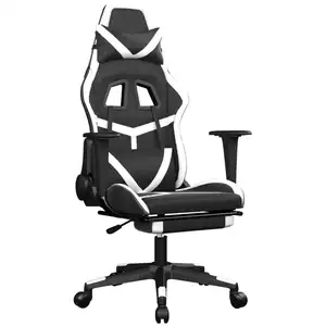 Comparateur de prix : vidaXL Chaise de jeu de massage avec repose-pied Noir&Blanc Similicuir