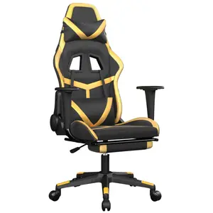 Comparateur de prix : vidaXL Chaise de jeu de massage avec repose-pied Noir&Doré Similicuir