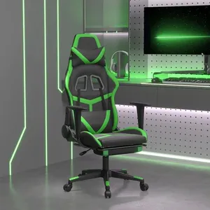Comparateur de prix : vidaXL Chaise de jeu de massage avec repose-pied Noir&Vert Similicuir