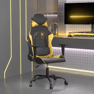 vidaXL Chaise de jeu de massage Noir et doré Similicuir pas cher