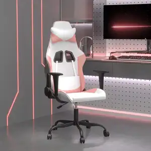 vidaXL Chaise de jeu de massage Blanc et rose Similicuir pas cher