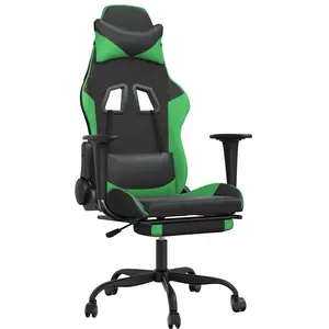 vidaXL Chaise de jeu de massage et repose-pied Noir et vert Similicuir pas cher