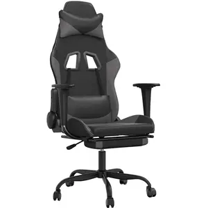 Comparateur de prix : vidaXL Chaise de jeu de massage avec repose-pied Noir&Gris Similicuir