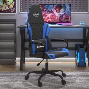 vidaXL Chaise de jeu de massage Noir et bleu Similicuir pas cher