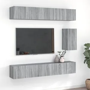 VIDAXL Ensemble de meubles TV 7 pcs Sonoma gris Bois d'ingénierie pas cher