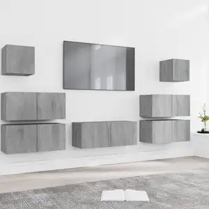 vidaXL Ensemble d'armoires TV 7 pièces Gris Sonoma Bois composite pas cher