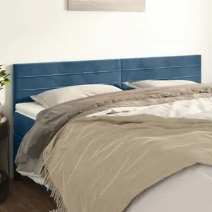 vidaXL Têtes de lit 2 pcs Bleu foncé 100x5x78/88 cm Velours pas cher