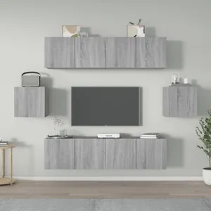 vidaXL Ensemble d'armoires TV 6 pièces Gris Sonoma Bois composite pas cher