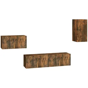 VIDAXL Ensemble de meubles TV 4 pcs Chêne fumé Bois d'ingénierie pas cher